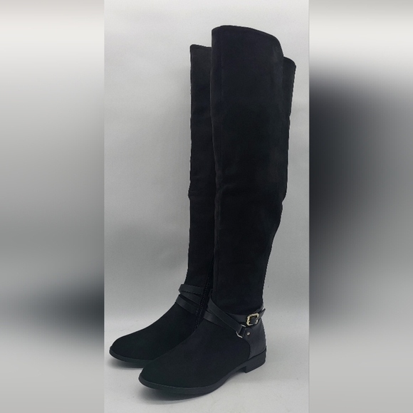 1810- XOXO Over The Knee Women's Vegan Boots Black Color Size 6 M NWT - Picture 2 of 9